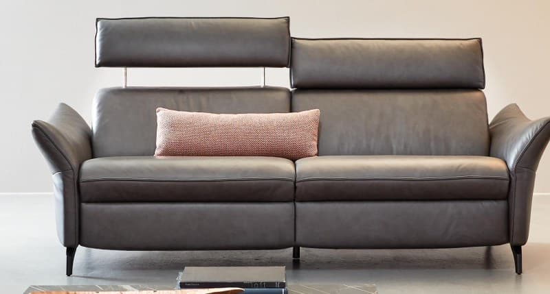 Sofa EM St. Moritz - 2,5-Sitzer, Leder, Kohle