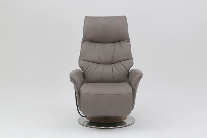 Sessel - Relaxfunktion motorisch, Leder, Eisengrau