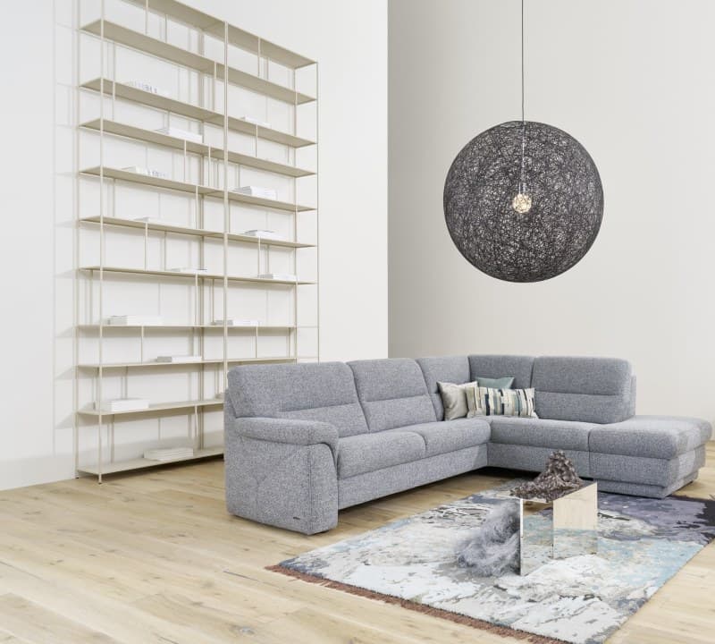 Ecksofa - 2,5-Sitzer mit Ecke rechts, Schlaffunktion, Stoff, Grau