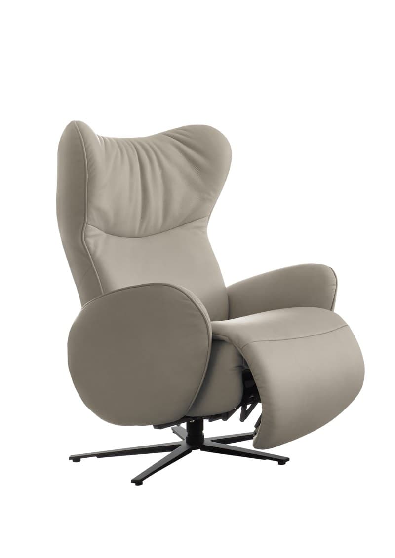 Fernsehsessel EM Menifee - Relaxfunktion manuell, Leder, beige
