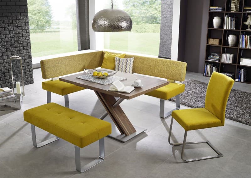 Eckbank - BT ca. 157 x 203cm, Stoff, Gelb