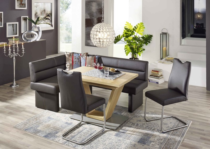 Eckbank - BT ca. 133x181cm , Leder, Dunkelbraun