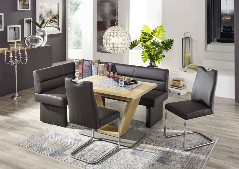 Eckbank - BT ca. 133x181cm , Leder, Dunkelbraun