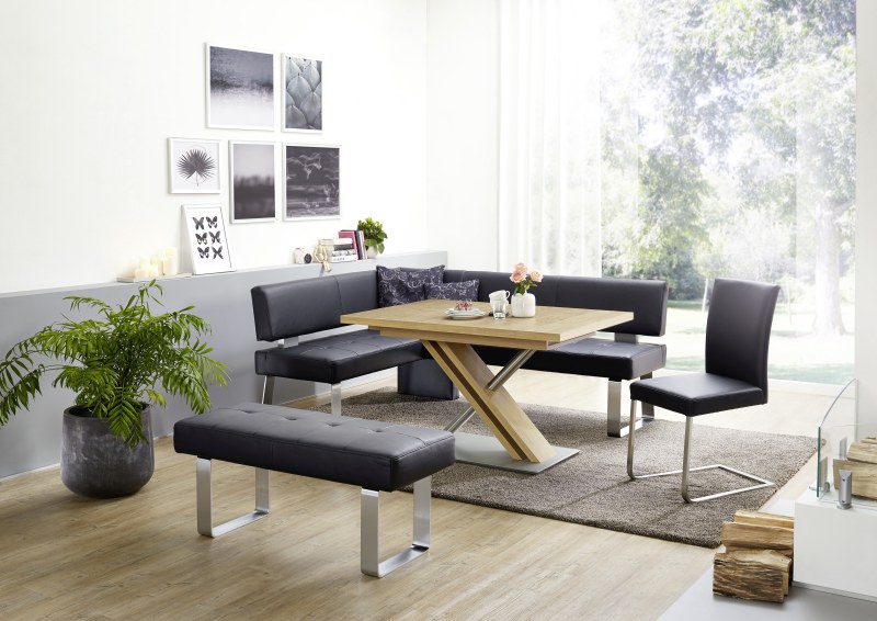Eckbank - BT ca. 157 x 203cm, Leder, Anthrazit