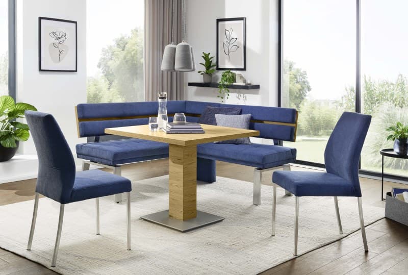 Eckbank EM 8310 - BT ca. 157x157 cm mit Rückenlehne, Stoff, blau