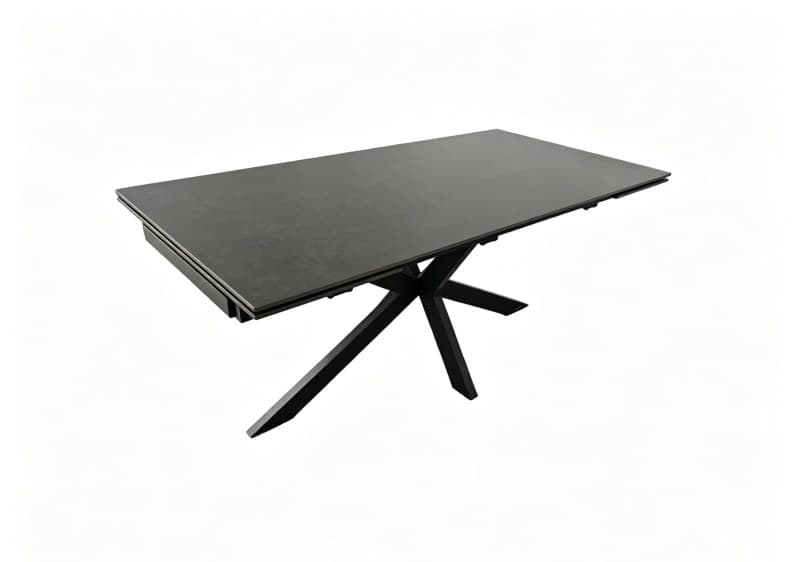 Esstisch MELDAN - ausziehbar, LB ca. 180x90 cm, Gesinterter Stein, Dunkelgrau
