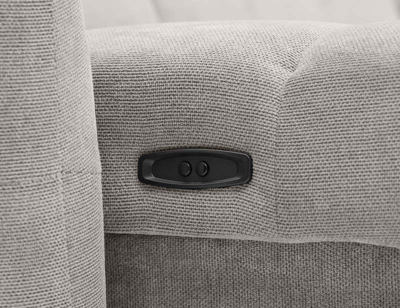Ecksofa MADAN - 1,5-Sitzer mit Longchair rechts, Sitztiefe verstellbar motorisch, Kopfteil verstellbar, Stoff, Truffle