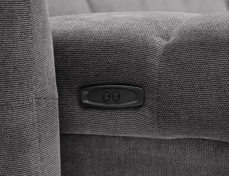 Ecksofa MADAN - 1,5-Sitzer mit Longchair rechts, Sitztiefe verstellbar motorisch, Kopfteil verstellbar, Stoff, Graphite