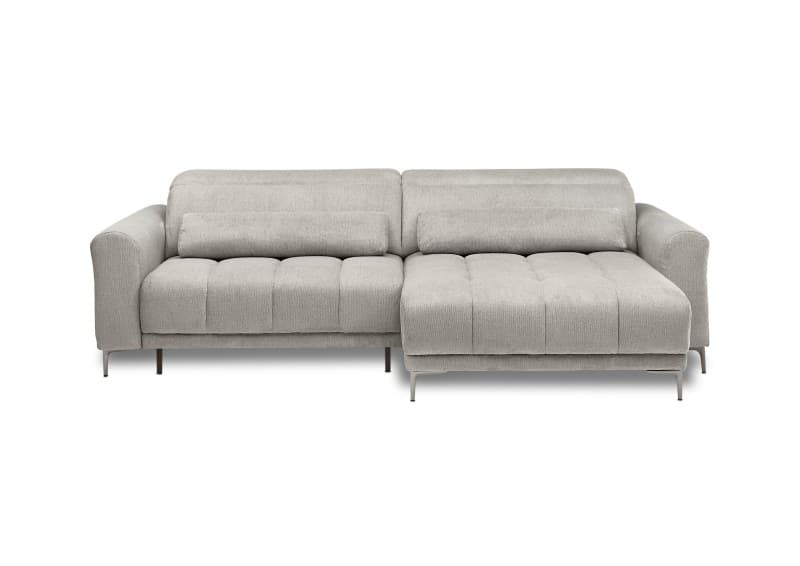 Ecksofa MINAO - 1,5-Sitzer mit Longchair rechts, Sitztiefe verstellbar motorisch, Kopfteil verstellbar, Stoff, Truffle