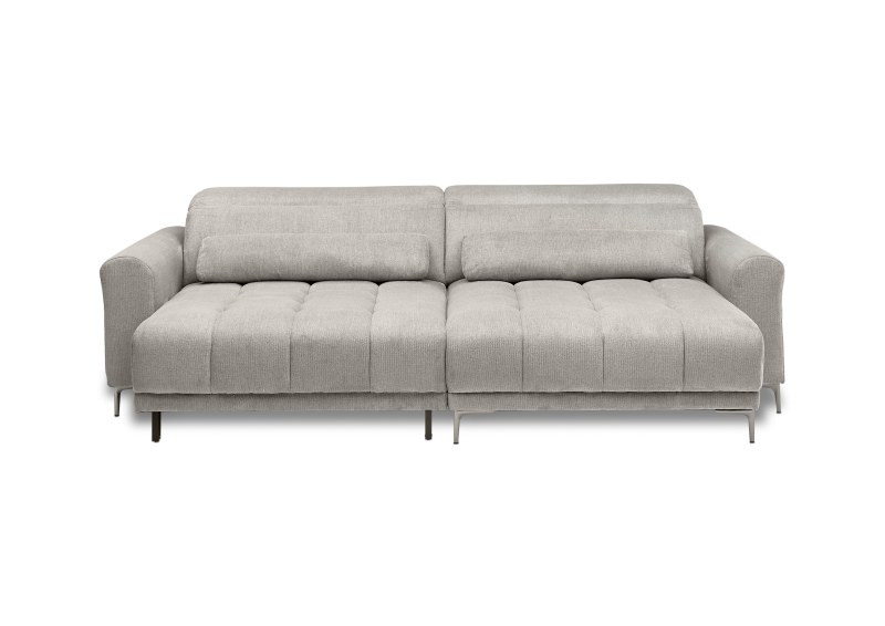 Ecksofa MINAO - 1,5-Sitzer mit Longchair rechts, Sitztiefe verstellbar motorisch, Kopfteil verstellbar, Stoff, Truffle