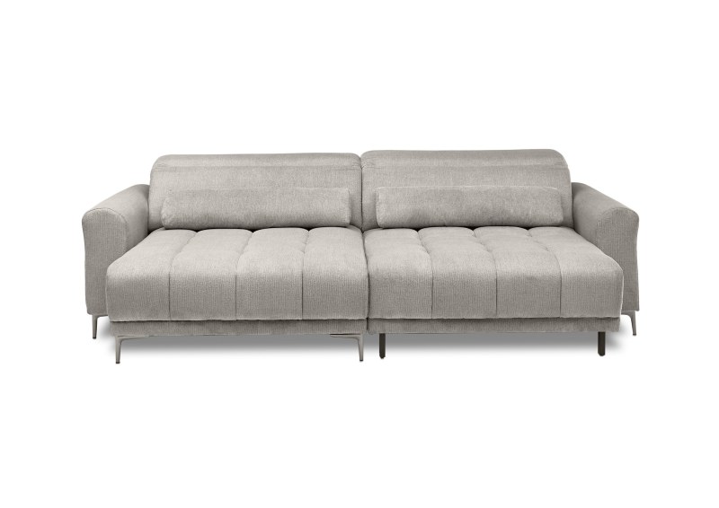 Ecksofa MINAO - 1,5-Sitzer mit Longchair rechts, Sitztiefe verstellbar motorisch, Kopfteil verstellbar, Stoff, Truffle