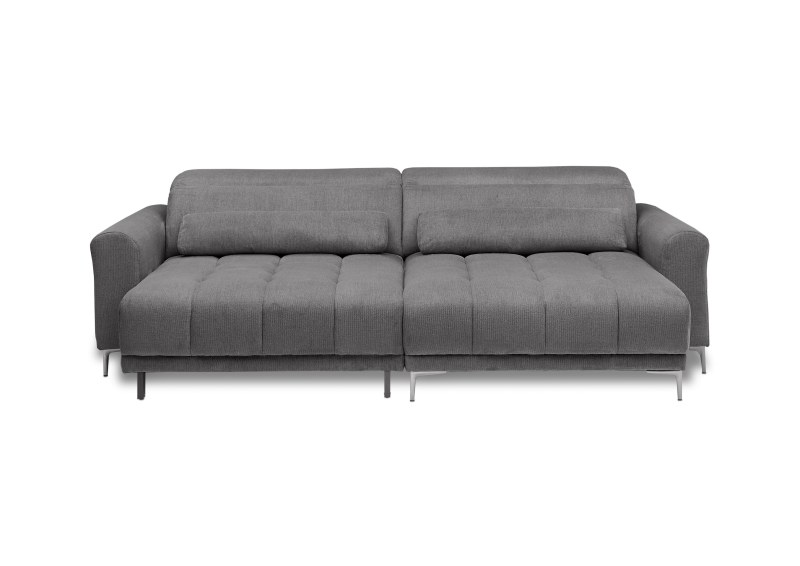 Ecksofa MINAO - 1,5-Sitzer mit Longchair rechts, Sitztiefe verstellbar motorisch, Kopfteil verstellbar, Stoff, Graphite