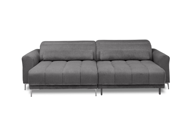 Ecksofa MINAO - 1,5-Sitzer mit Longchair rechts, Sitztiefe verstellbar motorisch, Kopfteil verstellbar, Stoff, Graphite