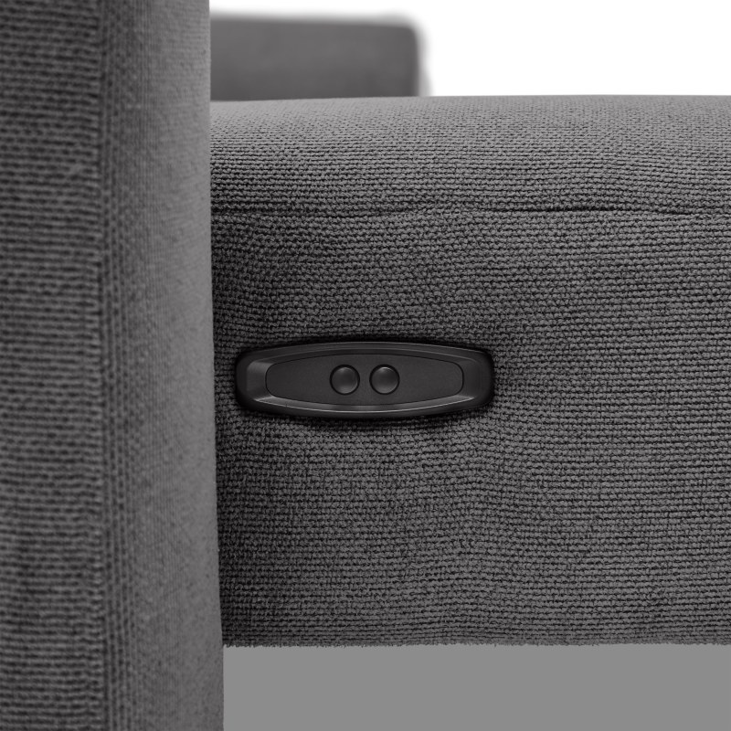 Ecksofa MINAO - 1,5-Sitzer mit Longchair rechts, Sitztiefe verstellbar motorisch, Kopfteil verstellbar, Stoff, Graphite