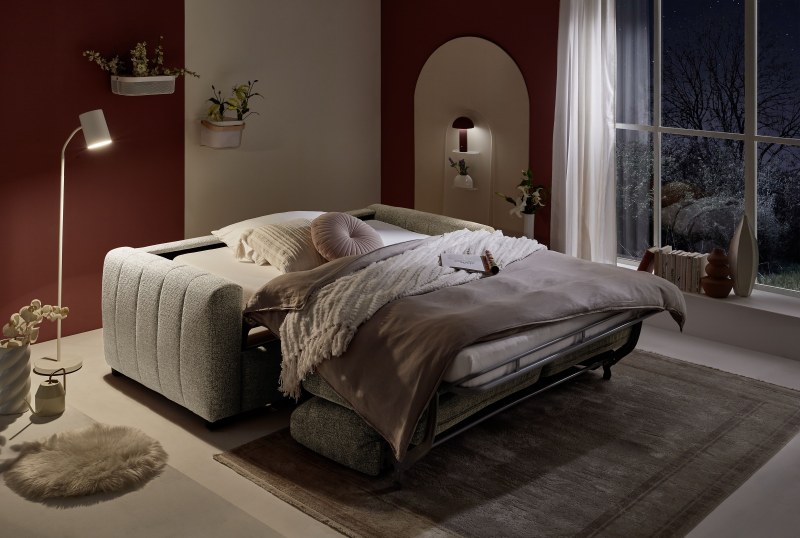 Schlafsofa MYLES - Stoff, Truffle