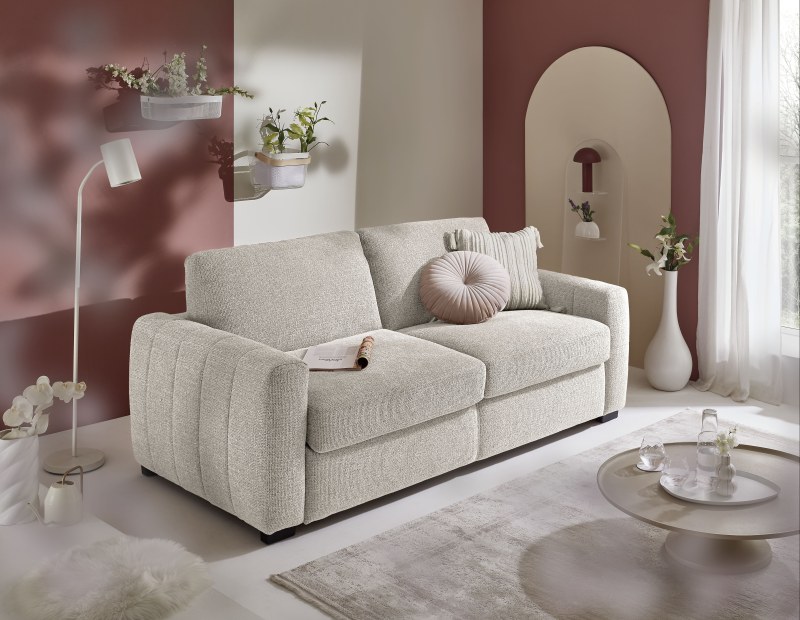 Schlafsofa MYLES - Stoff, Truffle