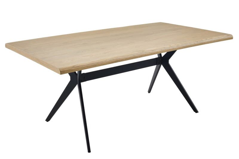 Esstisch - LB ca. 180x100 cm, Eiche furniert, abgerundete Kante, Schwarz