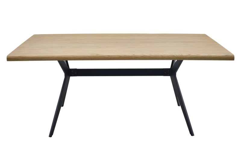 Esstisch - LB ca. 180x100 cm, Eiche furniert, abgerundete Kante, Schwarz