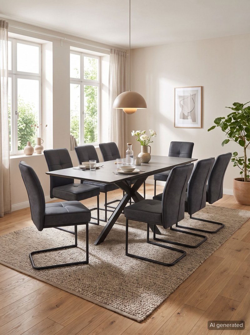 Freischwinger - Leder & Stoff, Vintage Anthrazit