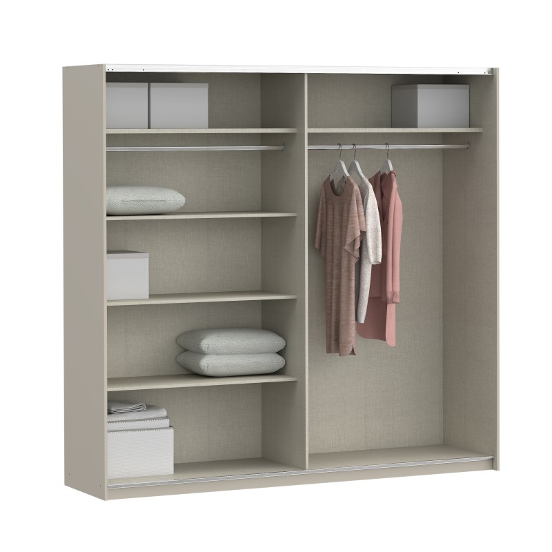 Schwebetürenschrank FRIESO- B ca. 220 cm, Sand, Spiegel