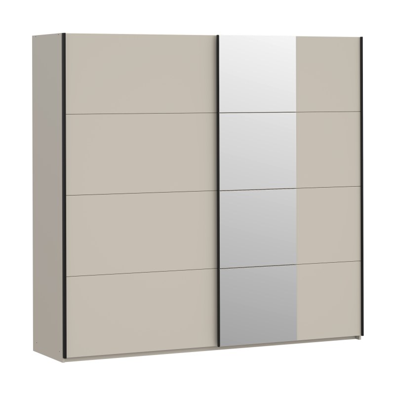 Schwebetürenschrank FRIESO- B ca. 220 cm, Sand, Spiegel