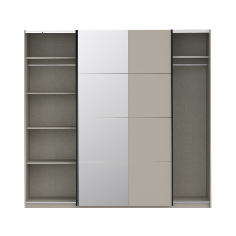 Schwebetürenschrank FRIESO- B ca. 220 cm, Sand, Spiegel