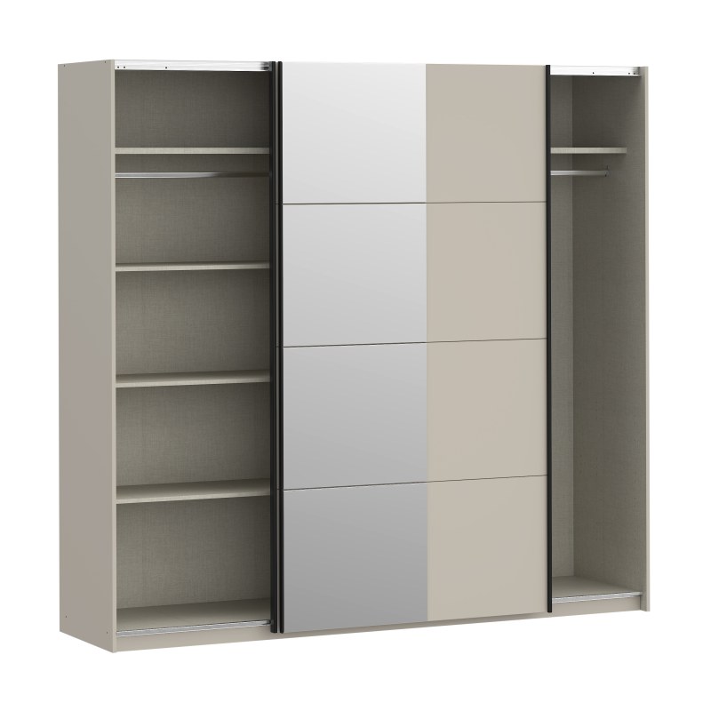 Schwebetürenschrank FRIESO- B ca. 220 cm, Sand, Spiegel