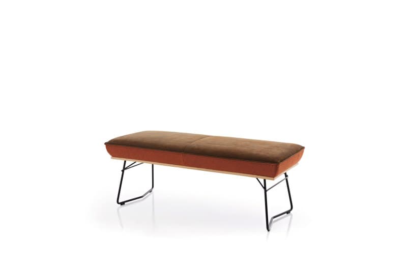 Polsterbank - B ca. 130 cm, Leder Braun, Stoff Rotbraun