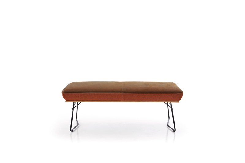 Polsterbank - B ca. 130 cm, Leder Braun, Stoff Rotbraun