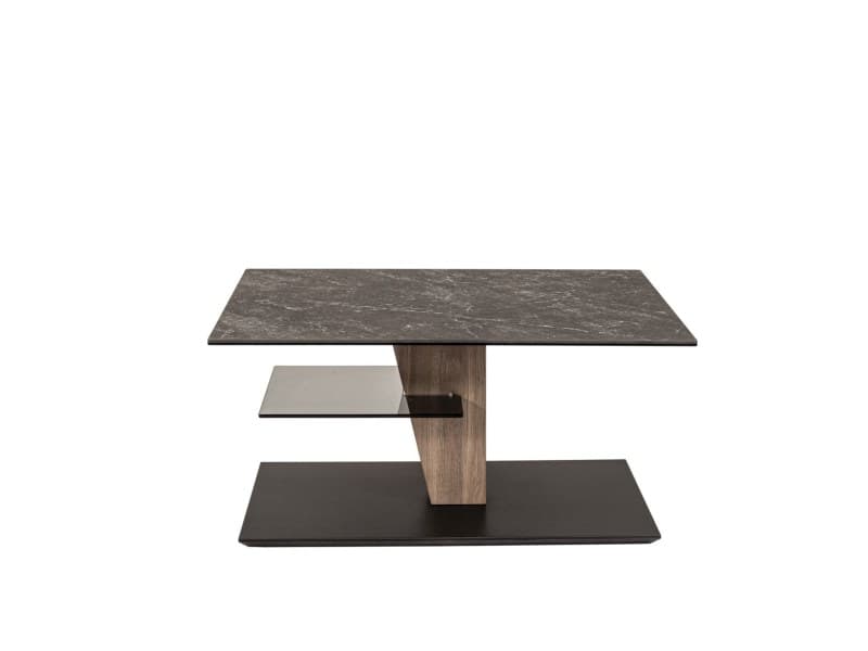 Couchtisch - höhenverstellbar, LBH. ca. 90x60x47-65 cm, Keramik, Schwarz