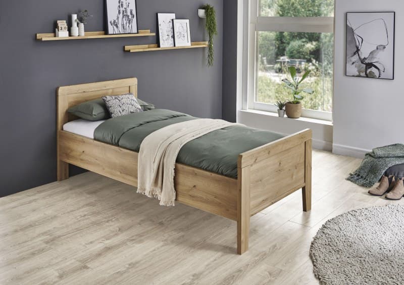Bett - Liegefläche ca. 100x200cm, Bianco-Eiche-Nachbildung