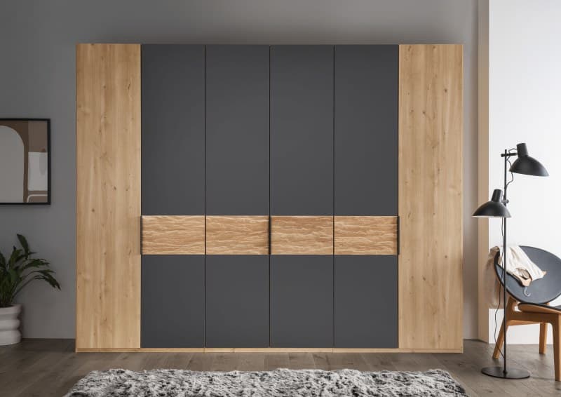 Drehtürenschrank – B. ca. 300 cm, Bianco-Eiche-Nachbildung, Graphit