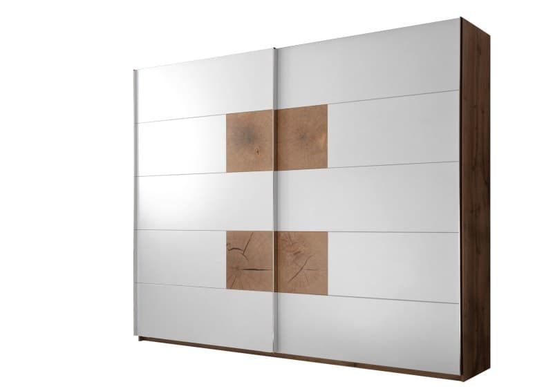 Schwebetürenschrank - B ca. 270 cm Wildeiche, Weiß, Hirnholz