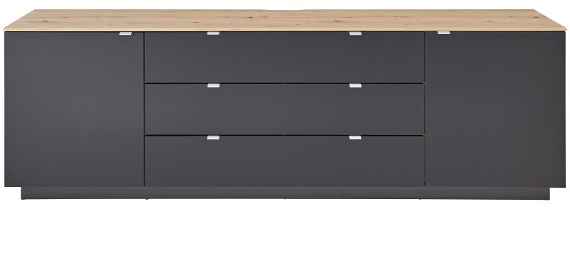 TV-Sideboard - Schwarz, Eiche Dekor