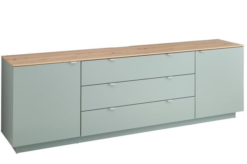 TV-Sideboard - Schilfgrün, Eiche Dekor
