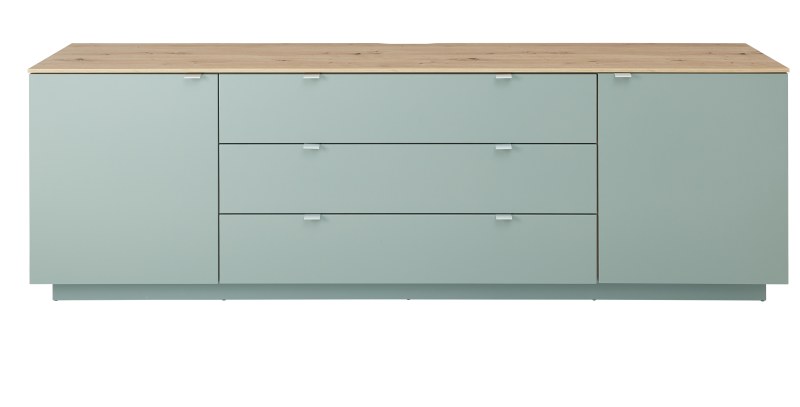 TV-Sideboard - Schilfgrün, Eiche Dekor