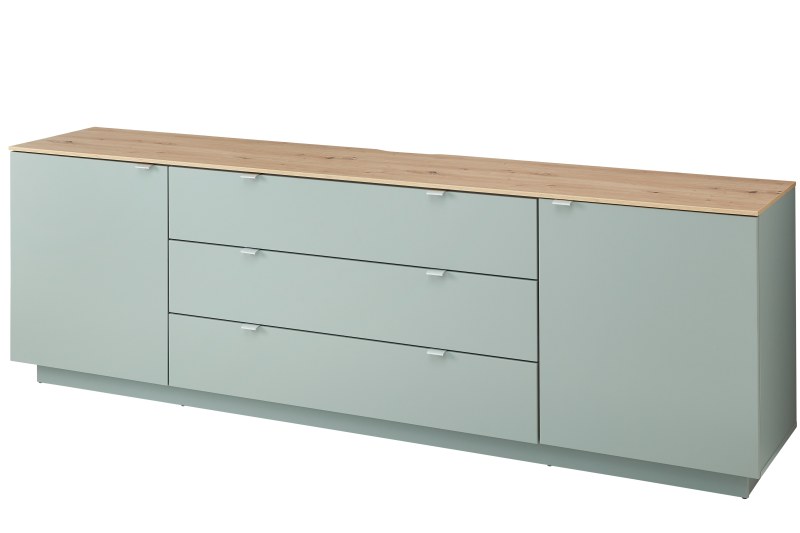 TV-Sideboard - Schilfgrün, Eiche Dekor