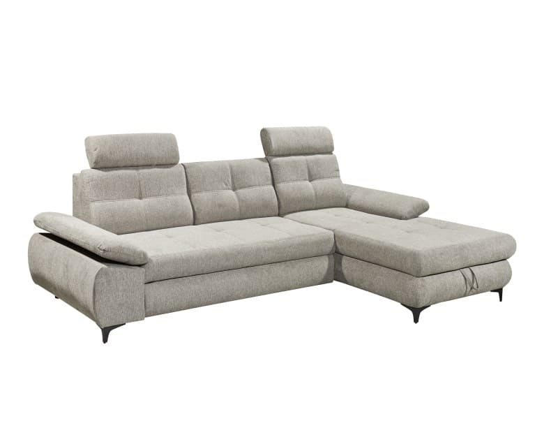 Polsterecke- 2 Sitzer, Ecke Rechts, Inkl. Schlaffunktion, Bettkasten, Stoff Silbergrau