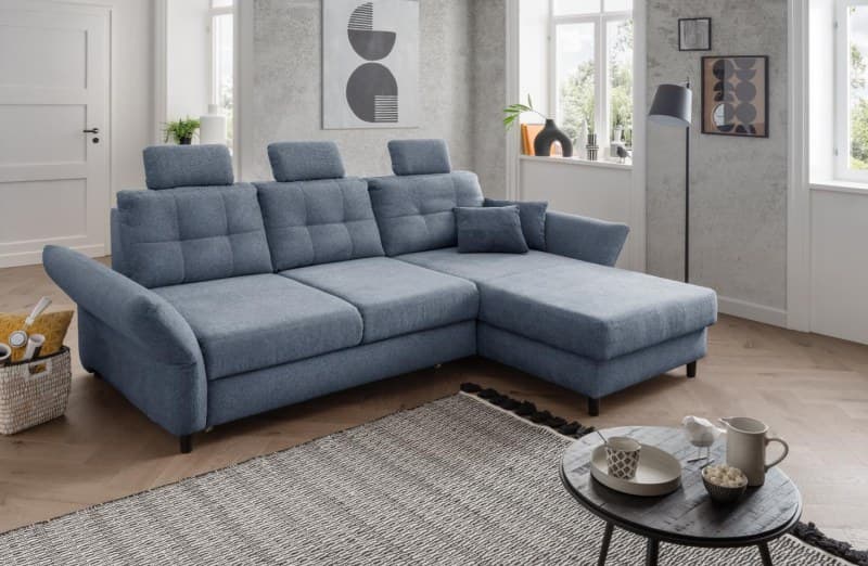 Polsterecke - 2-Sitzer, Ecke rechts, inkl. Funktionen, Stoff, Hellblau