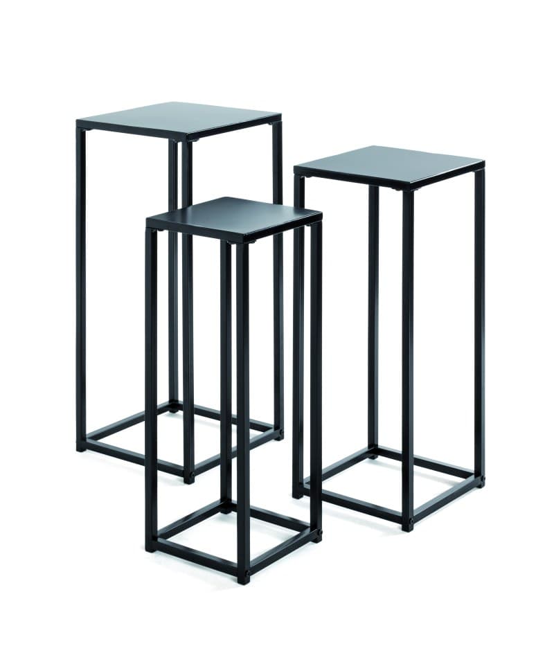 Blumensäule - 3er Set, Metall, Schwarz