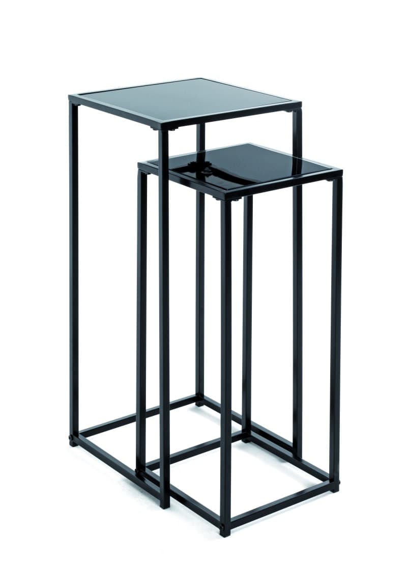 Blumensäule - 2er Set, Metall, Schwarz