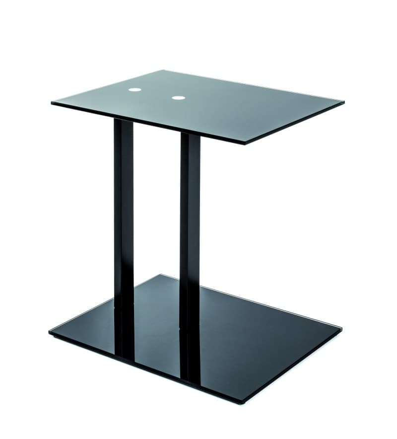 Beistelltisch - B/H/T ca. 45x50x35 cm, Sicherheitsglas, Schwarz