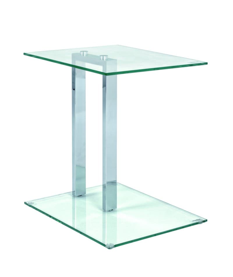 Beistelltisch - B/H/T ca. 45x50x35 cm, Sicherheitsglas, Chromfarben