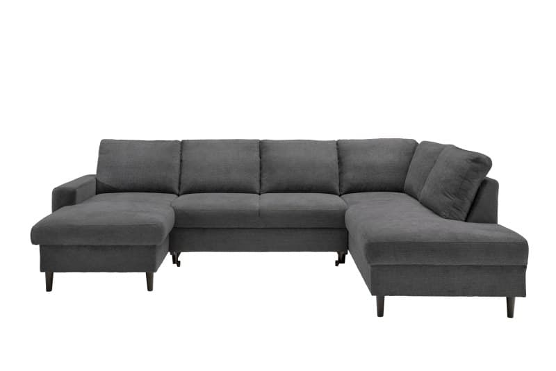 Wohnlandschaft - Longchair mit 2-Sitzer und Ecke rechts, Liegefunktion, Stoff, Anthrazit