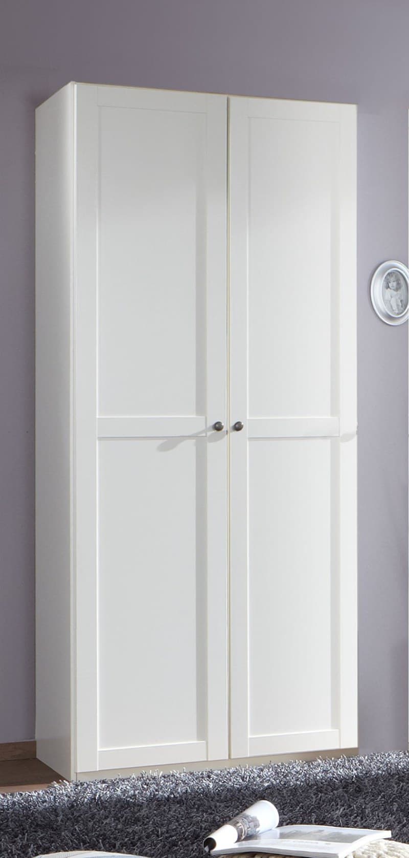 Drehtürenschrank- B ca. 90 cm, Weiß