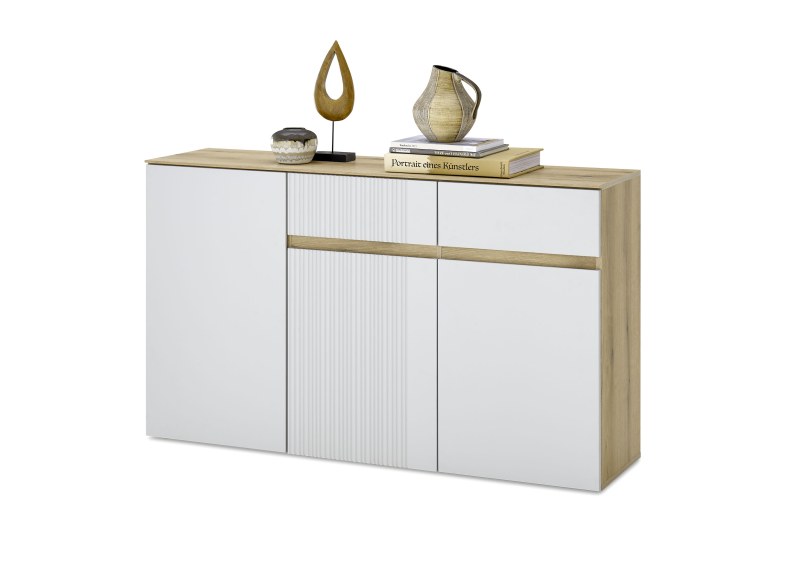 Kommode- Eiche Dekor, Hellgrau
