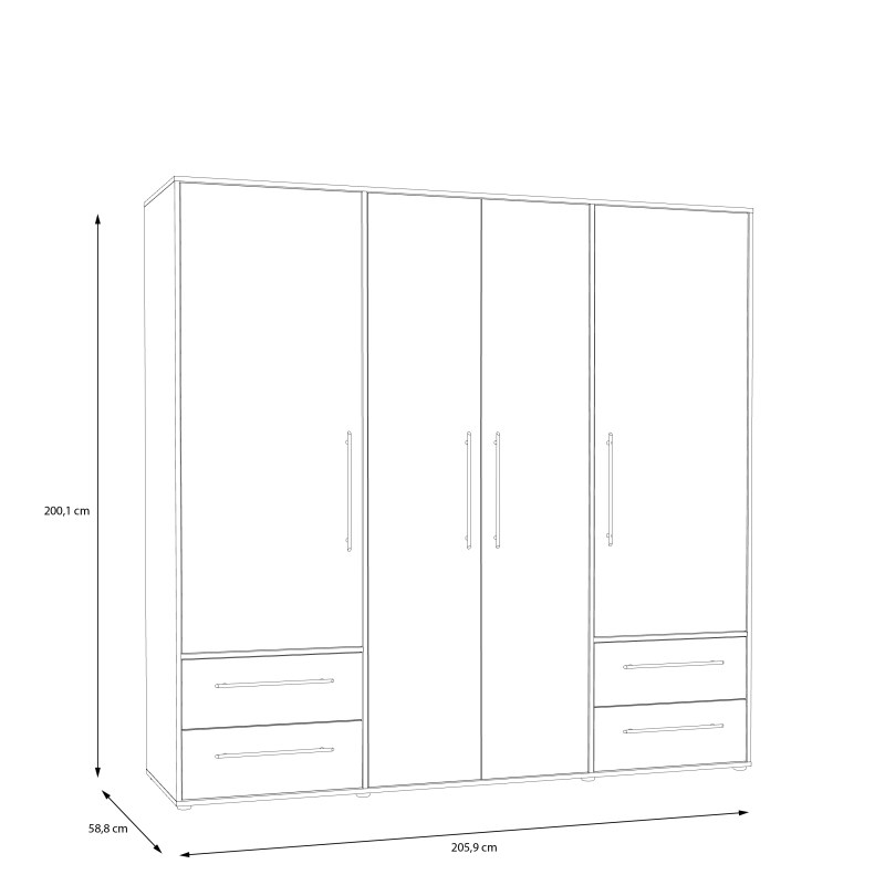 Drehtürenschrank FATHIE- B ca. 206 cm, Eiche Dekor