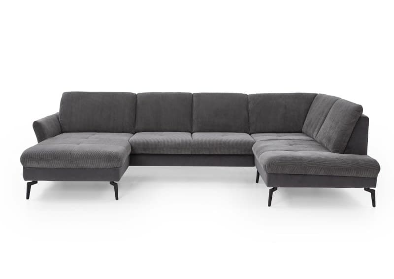 Wohnlandschaft - Longchair links mit 2,5-Sitzer und Ecke rechts, Stoff Anthrazit
