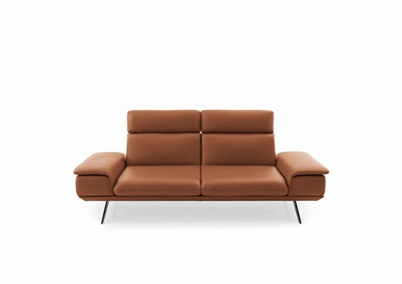 Sofa - 2,5-Sitzer, Kopfstütze/Armlehne verstellbar, Leder, Braungrün