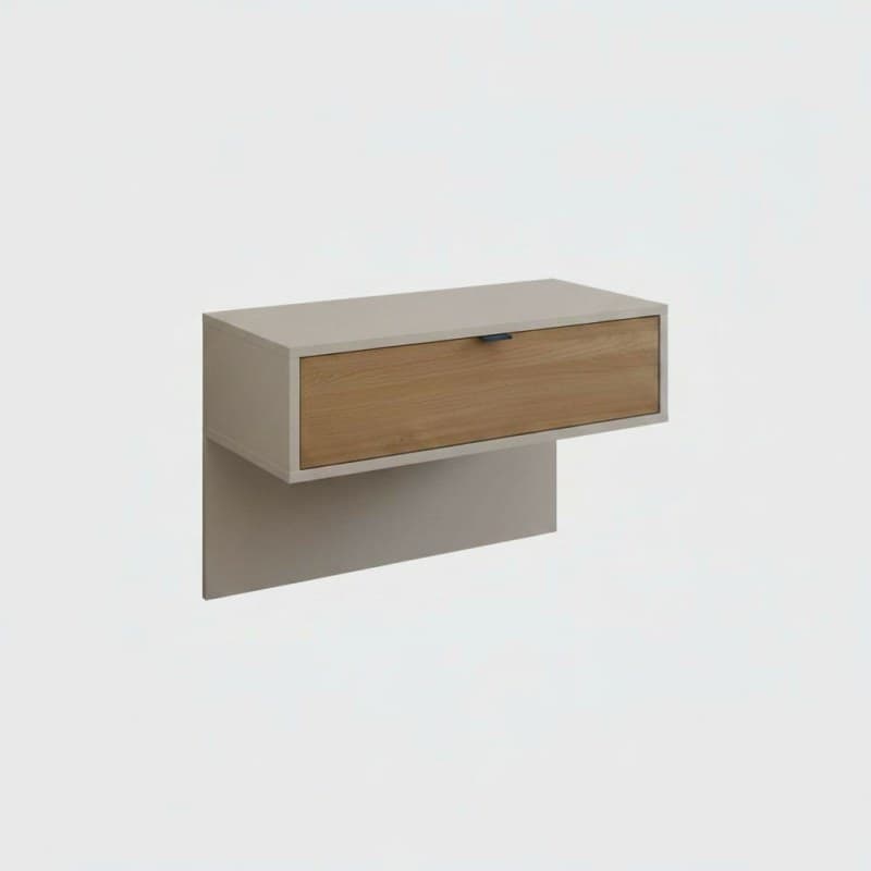 Nachtschrank-Paar - B. ca. 60 cm, Champagner-Dekor, Bianco-Eiche-Nachbildung
